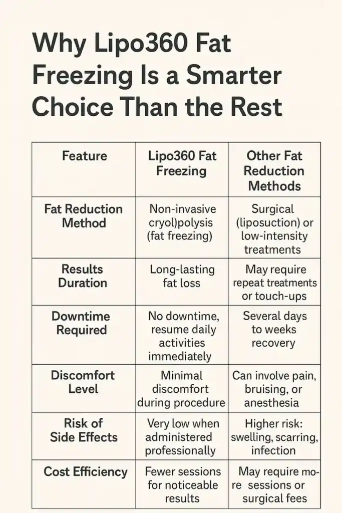 Is it possible to permanently freeze fat cells? 2 Table showing benefits of fat freezing to remove fat cells Solihull from Lipo 360
