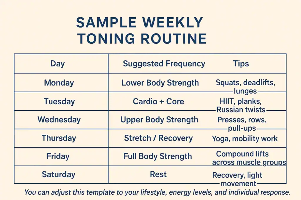 Achieving the Perfect Tone: How Often Should You Exercise for Results? 4 Weekly exercise Solihull plan graphic