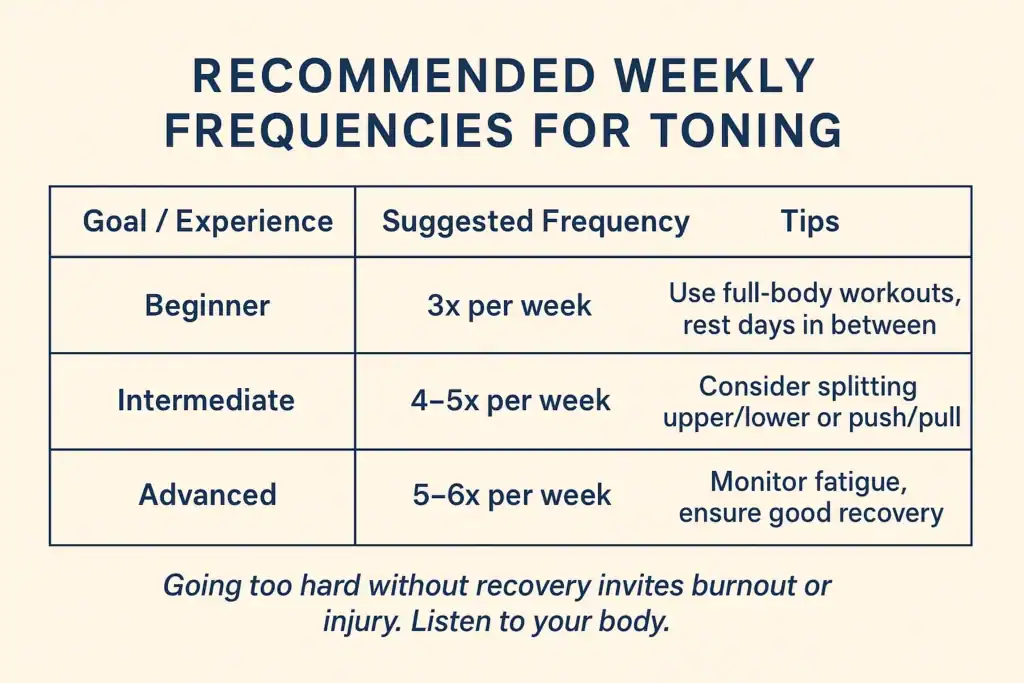 Achieving the Perfect Tone: How Often Should You Exercise for Results? 2 Graphic to show how often you should do exercise to help with toning Solihull