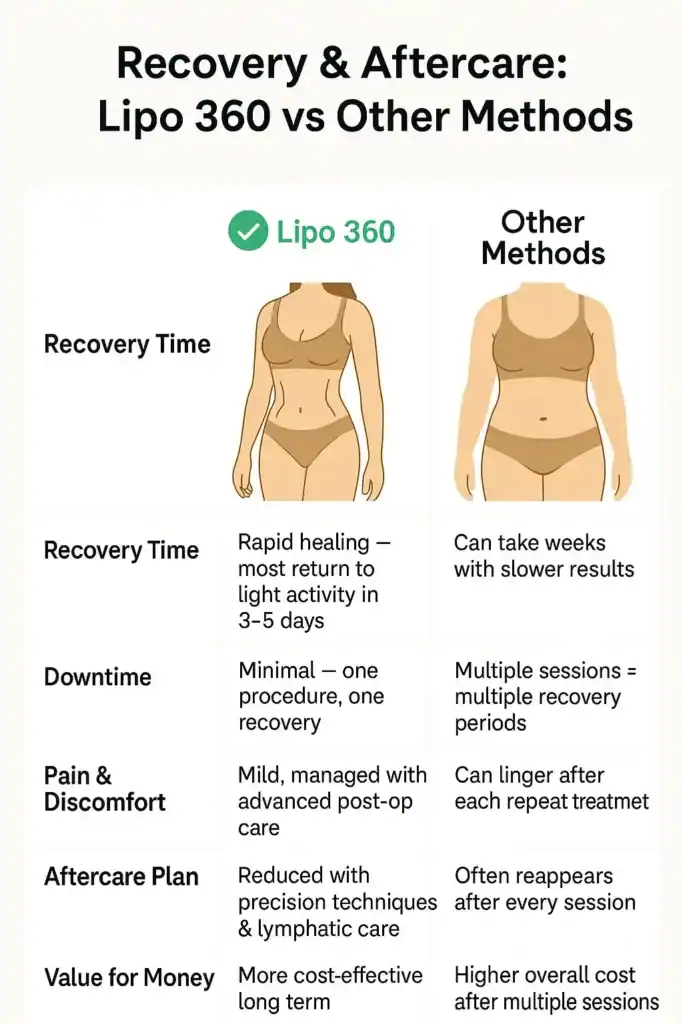 Recovery and Aftercare for Fat-Dissolving Surgery 2 Table to show fat dissolving injection aftercare Solihull