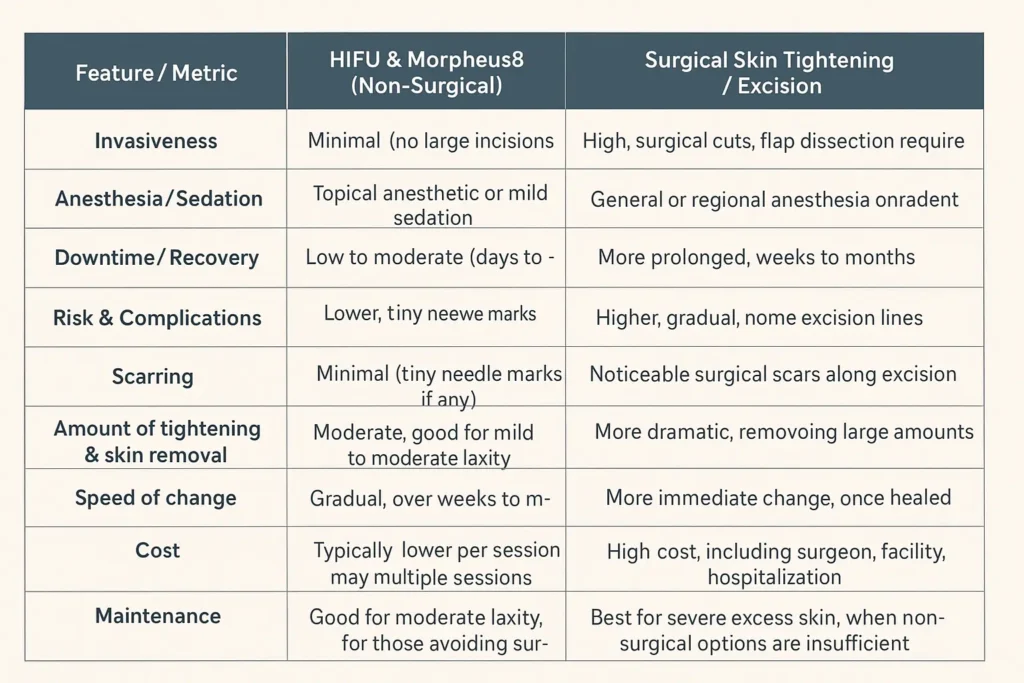 The Science of Skin Tightening 2 Table of skin tightening Solihull benefits compared to surgical options