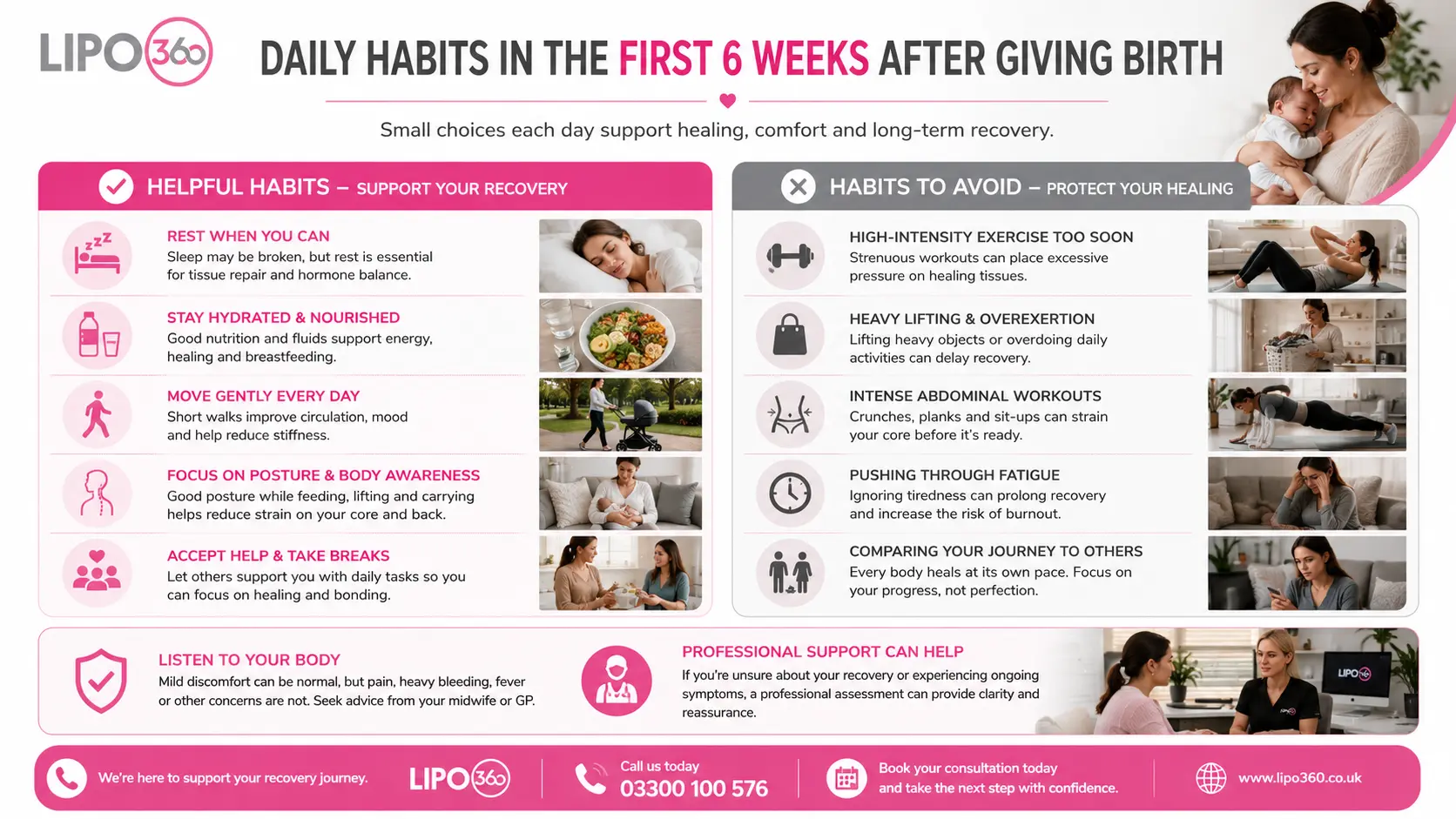 What to Do (and Avoid) in the First 6 Weeks After Giving Birth To Avoid Diastasis Recti 3 First 6 Weeks After Giving Birth To Avoid Diastasis Recti Solihull : Daily Habits in the First 6 Weeks After Giving Birth